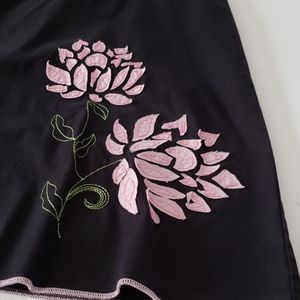 Black skirt with pink flowers